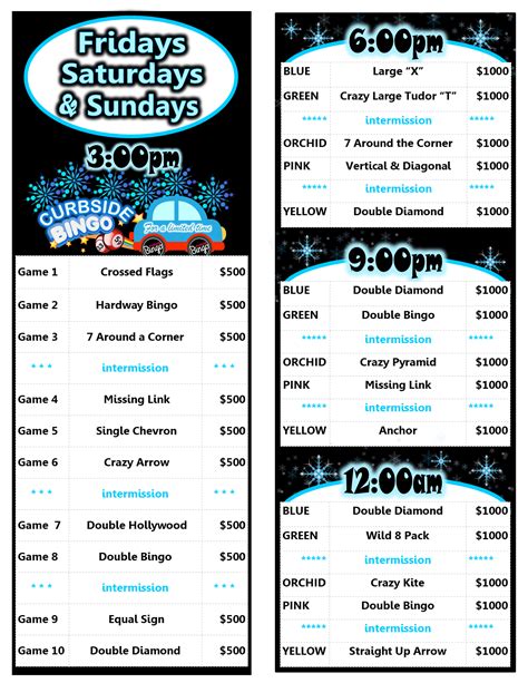 tudor bingo center schedule